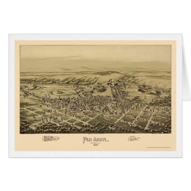 Pen Argyl, PA Panorama Map - 1894 (Voorkant Horizontaal)