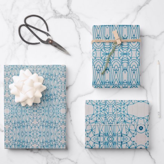 Pen Doodle Wrapping Papieren vellen set van 3 (Voorkant)