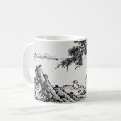 Pen en inkt Chinees landschap met pijnbomen Koffiemok (Voorkant links)