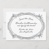 Pen en Inkt Linten en Parels Save The Date (Voorkant)