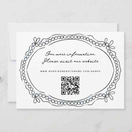 Pen en Inkt Linten en Parels Save The Date (Achterkant)