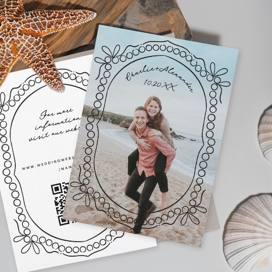 Pen en Inkt Linten en Parels Save The Date