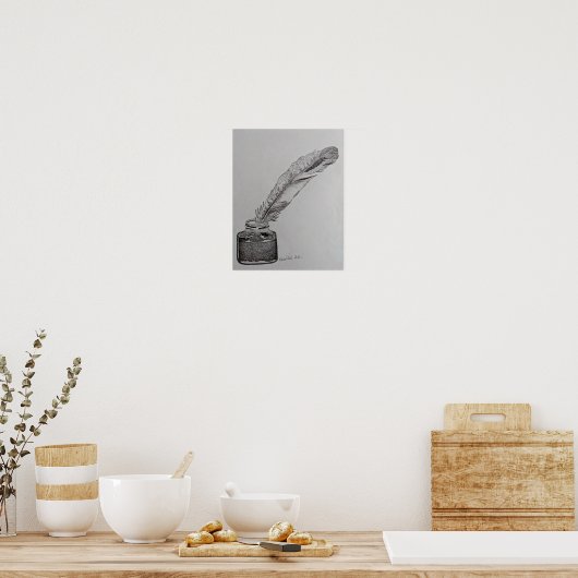 Pen en inkt, Veer en inkt, trouwveren pen Poster (Keuken)