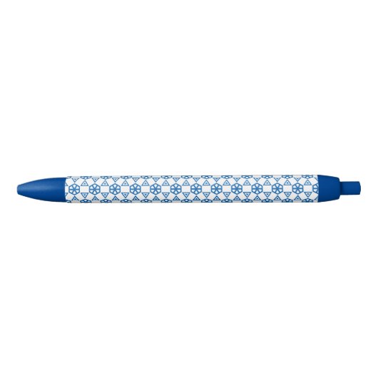 Pen - Geometrische bloem in blauw (Voorkant)