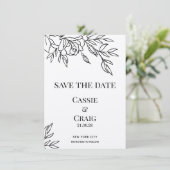 Pen & Ink Roos bruiloft Bewaar de datum Kaart (Staand voorkant)