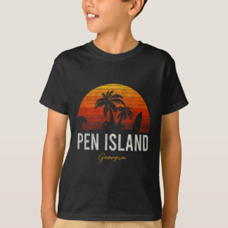 Pen Island Beach Georgia Ga Palms Vacation Surf Su T-shirt