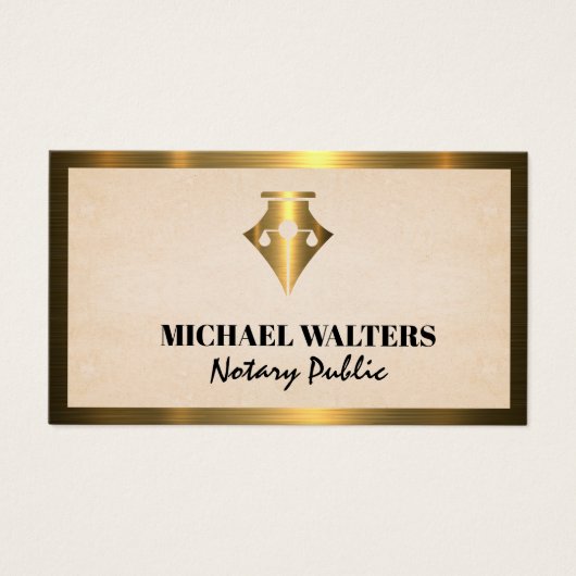 Pen | Juridische Balansen | Gouden Metalen Rand Visitekaartje (Voorkant)