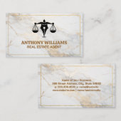 Pen Justice Scale Juridisch recht | Marmer Visitekaartje (Voorkant / Achterkant)