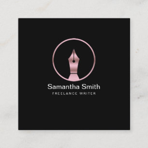Pen Logo Freelance Writer en Calligraphy Writer Vierkante Visitekaartje