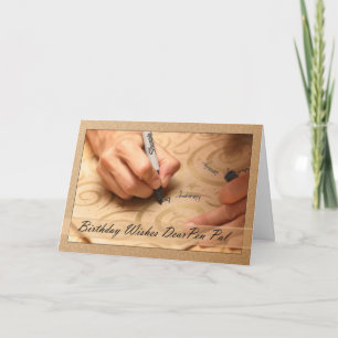 Pen Pal carte d'anniversaire avec les mains écritu