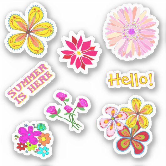 Pen Pal Floral Shaped Stickers Hand-drawn (Devant)