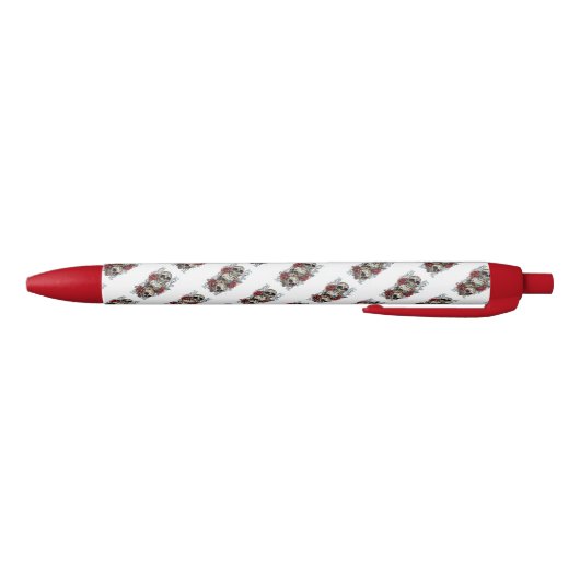Pen/schedel en Rozen Zwarte Inkt Pen (Bodem)