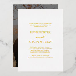 Pen Script Minimale kalligrafie Wit Foto Bruiloft Folie Uitnodiging