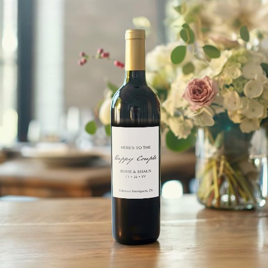 Pen Script minimalistische kalligrafie wit bruilof Wijn Etiket