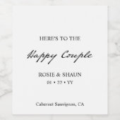 Pen Script minimalistische kalligrafie wit bruilof Wijn Etiket (Enkel label)