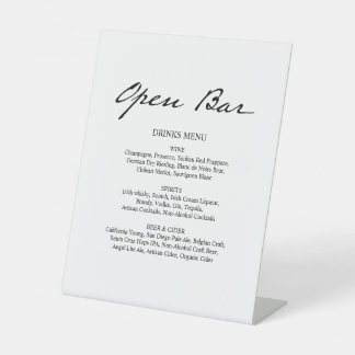 Pen Script Moderne Minimale Open Bar Witte Bruilof Reclamebord Met Voetstuk