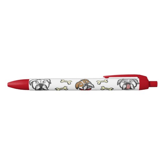 Pen with english bulldog pattern (Bovenkant)