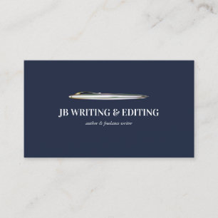 Pen Writer Blogger Qr Code Marineblauw Visitekaartje