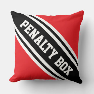 PENALTY BOX Bright Red Black White Hockey Stripes Kussen