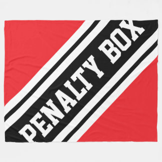 PENALTY BOX Bright Red Black White Racing Stripes Fleece Deken