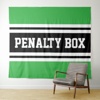 PENALTY BOX Cool Bright Green Black White Stripes Wandkleed