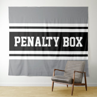 PENALTY BOX Cool Sporty Black White Gray Stripes Wandkleed