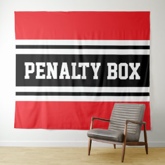 PENALTY BOX Cool Sporty Red Black WhiteStripes Wandkleed
