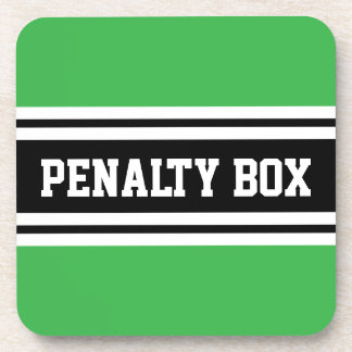 PENALTY BOX Fun Black White Bright Green Stripes Bier Onderzetter