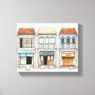 Penang erfgoed huizen canvas afdruk