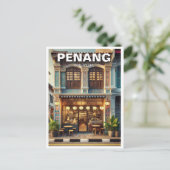 Penang Malaysia Shophouse Briefkaart (Staand voorkant)