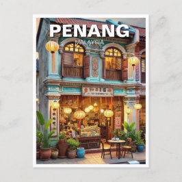 Penang Maleisië Winkelhuis Storefront Travel Briefkaart