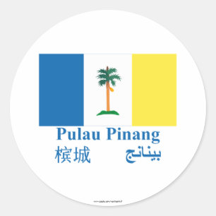 Penang-vlag met naam ronde sticker