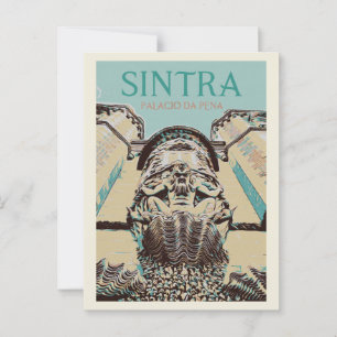 Pena's paleis ingangsillustratie, Sintra Portugal Briefkaart