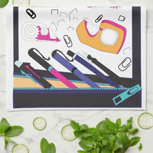 pencil case and stationery design theedoek (Gevouwen)