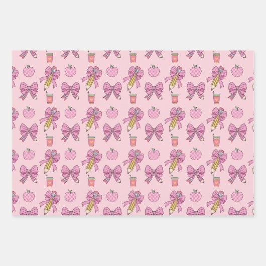 Pencil Coquette Bow Pattern Inpakpapier Vel (Voorkant)