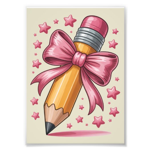 Pencil Coquette Bow Teacher Appreciation School Foto Afdruk (Voorkant)