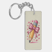 Pencil Coquette Bow Teacher Appreciation School Sleutelhanger (Voorkant Links)