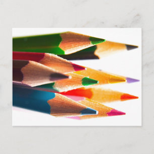 PENCIL CRAYONS PENCILS COLORED BRIGHT SCHOOL BRIEFKAART