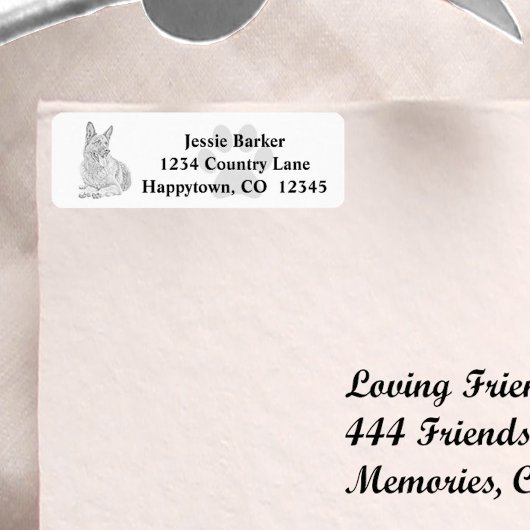Pencil German Shepherd Return Address Label
