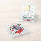 Pencil-muis Glazen Onderzetter (Schuin)