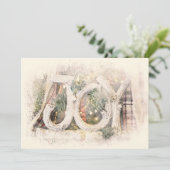 Pencil Schetch Rustic JOY kerstfeestdag Feestdagenkaart (Staand voorkant)