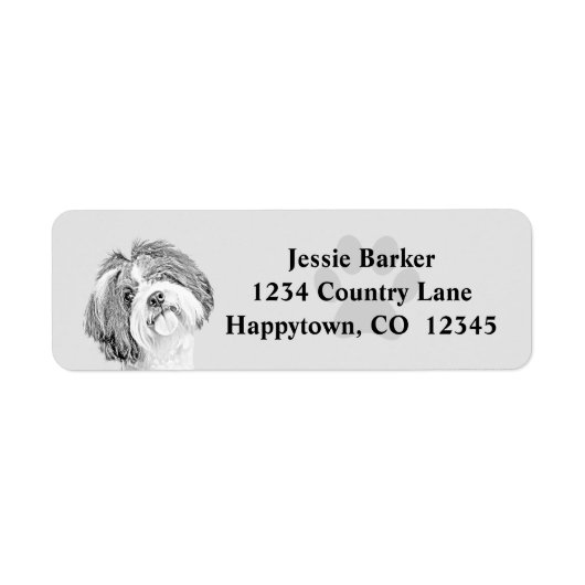 Pencil Shih Tzu Face Return Address Label (Voorkant)