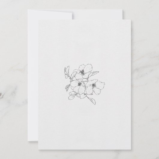 Pencil Sketch Floral | Minimale pony-weddenschap Kaart (Achterkant)