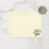 Pencil Sketched Dog Paw Digital Art Cream Notitiekaartje (Voorkant / Achterkant in situ)