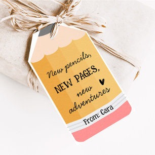Pencil Teacher School Favoriet Tags Cadeaulabel