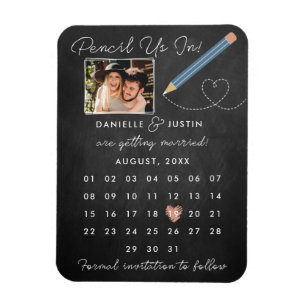 "Pencil Us In" Moderne Agenda Save the Date Magneet
