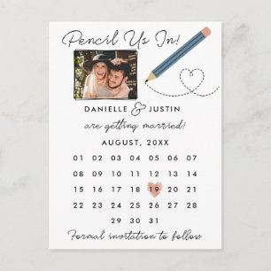 "Pencil Us In" Moderne Kalender Datum reserveren Aankondigingskaart