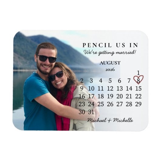 Pencil Us In Save the Date August 2026 Calendar Magneet (Horizontaal)