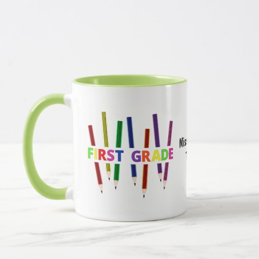 Pencils First Grade Personnalisable Prêteur Mug (Gauche)