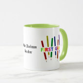 Pencils First Grade Personnalisable Prêteur Mug (Devant droit)